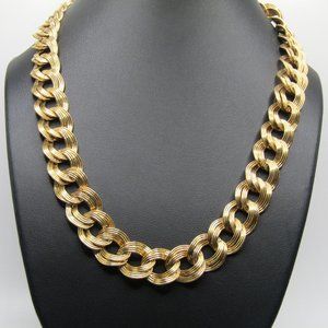 Vintage Monet Necklace Gold Tone Curb Chain Double Link Chunky Classic 1980s